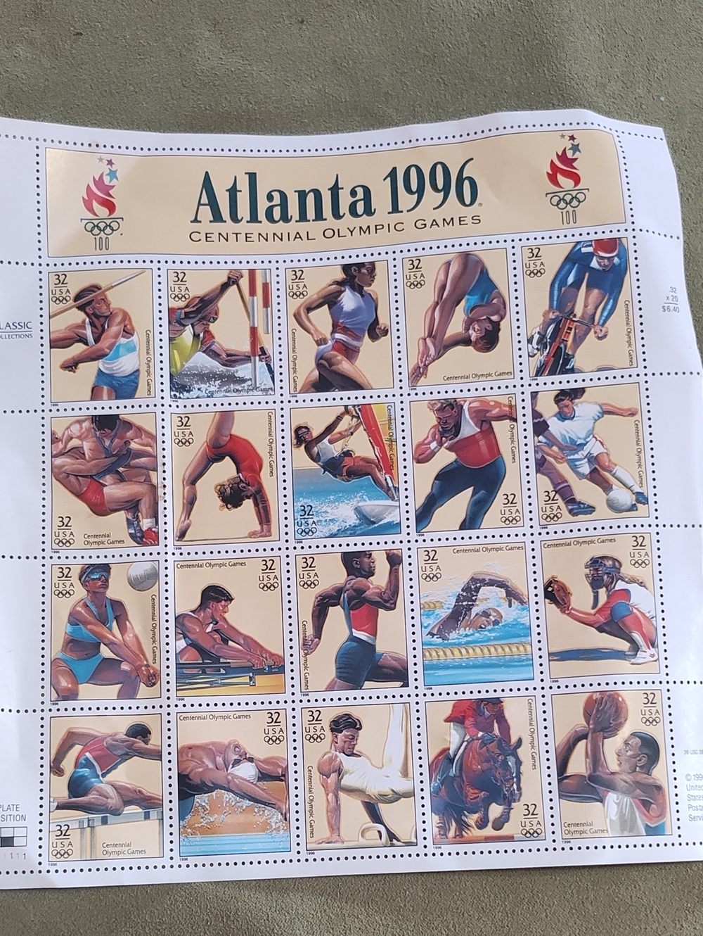 Atlanta 1996 Centennial Olympic Games Stamp Sheet - Multicolor